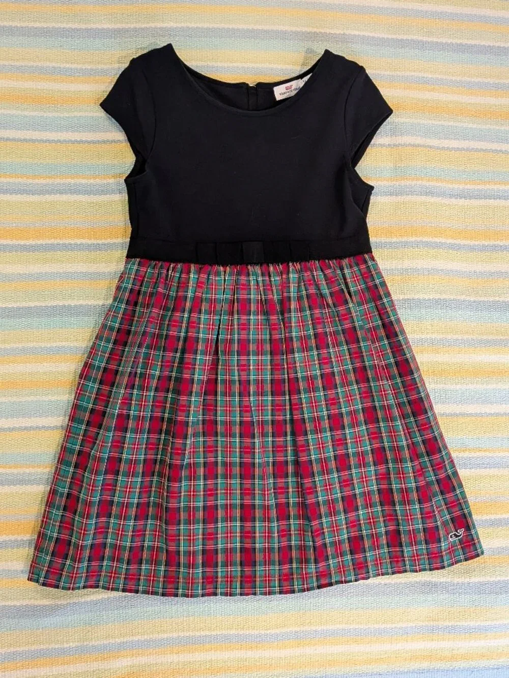 ⭐ Girls Vineyard Vines Christmas Holiday black & plaid tartan dress size XS 5-6